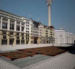 Blick auf den Rathausplatz, Ort der Demokratie